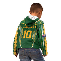 Custom Cook Islands Rugby League Kid Hoodie Tatau Tribal Pattern-Special Edition Green Color LT03 - Polynesian Pride
