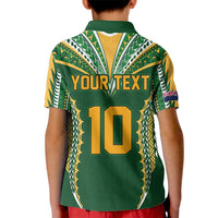 Custom Cook Islands Rugby League Kid Polo Shirt Tatau Tribal Pattern-Special Edition Green Color LT03 - Polynesian Pride