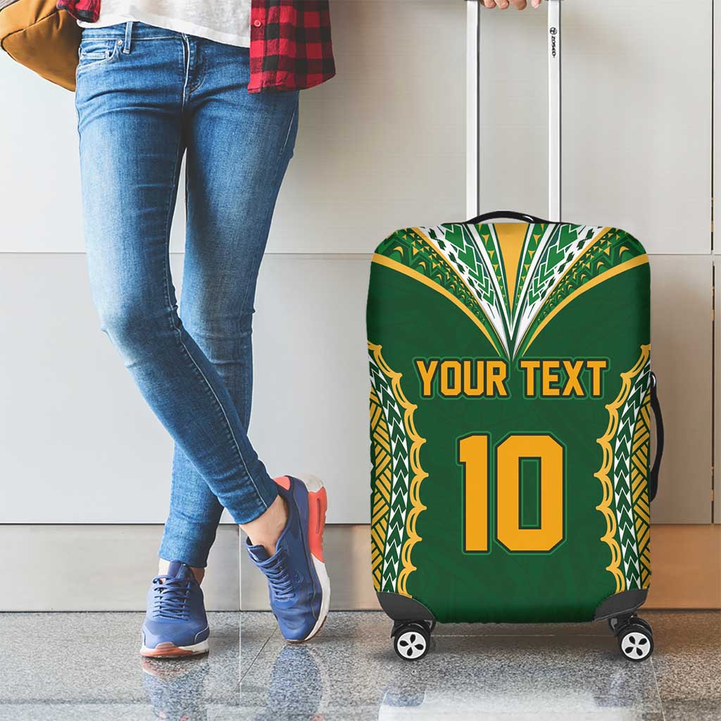 Custom Cook Islands Rugby League Luggage Cover Tatau Tribal Pattern-Special Edition Green Color LT03 - Polynesian Pride