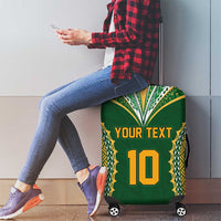 Custom Cook Islands Rugby League Luggage Cover Tatau Tribal Pattern-Special Edition Green Color LT03 - Polynesian Pride