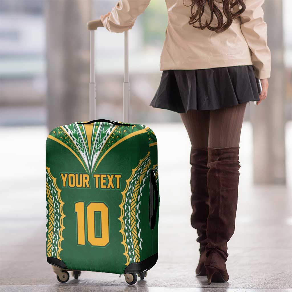 Custom Cook Islands Rugby League Luggage Cover Tatau Tribal Pattern-Special Edition Green Color LT03 - Polynesian Pride