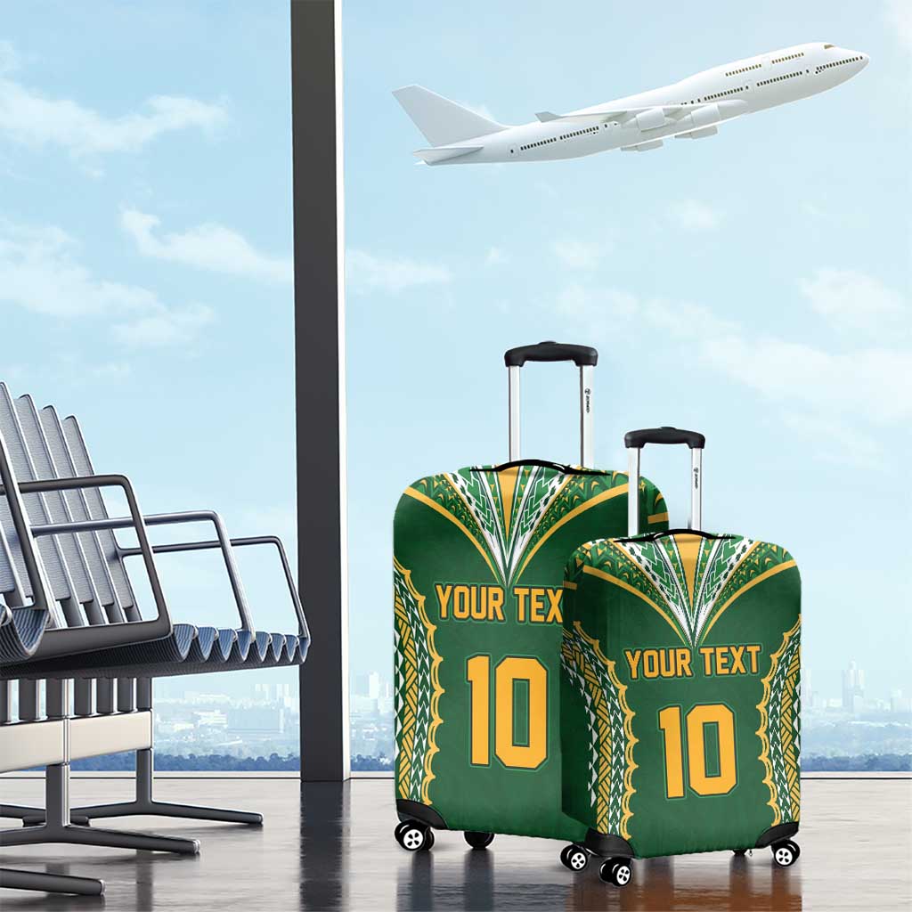 Custom Cook Islands Rugby League Luggage Cover Tatau Tribal Pattern-Special Edition Green Color LT03 - Polynesian Pride