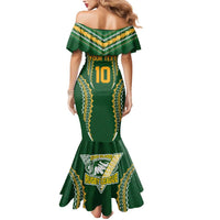 Custom Cook Islands Rugby League Mermaid Dress Tatau Tribal Pattern-Special Edition Green Color LT03 - Polynesian Pride