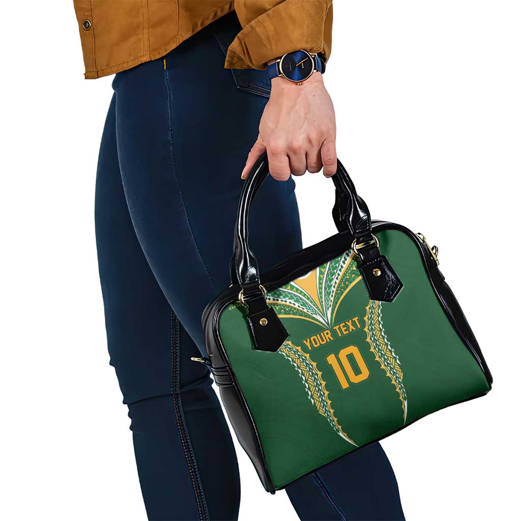 Custom Cook Islands Rugby League Shoulder Handbag Tatau Tribal Pattern-Special Edition Green Color