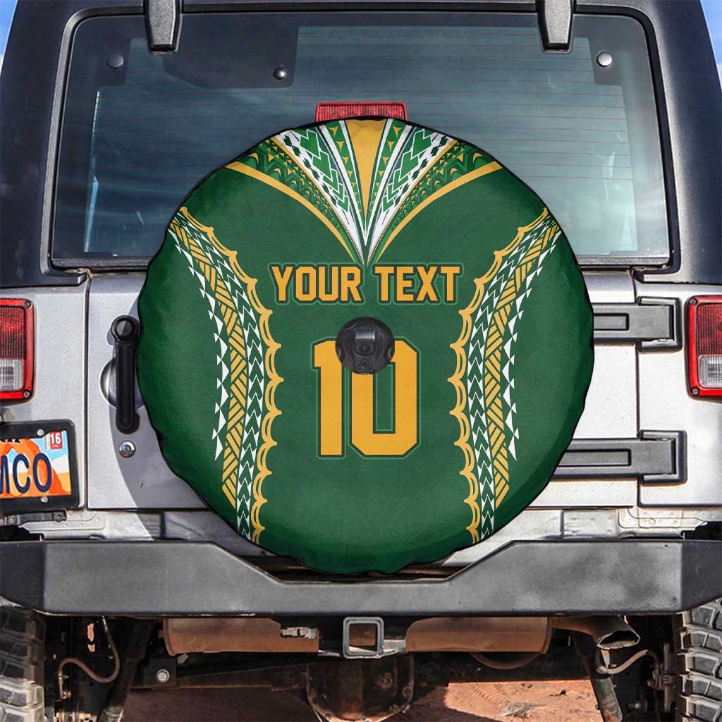 Custom Cook Islands Rugby League Spare Tire Cover Tatau Tribal Pattern-Special Edition Green Color LT03 Green-Yellow - Polynesian Pride