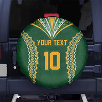 Custom Cook Islands Rugby League Spare Tire Cover Tatau Tribal Pattern-Special Edition Green Color LT03 No hole Green-Yellow - Polynesian Pride
