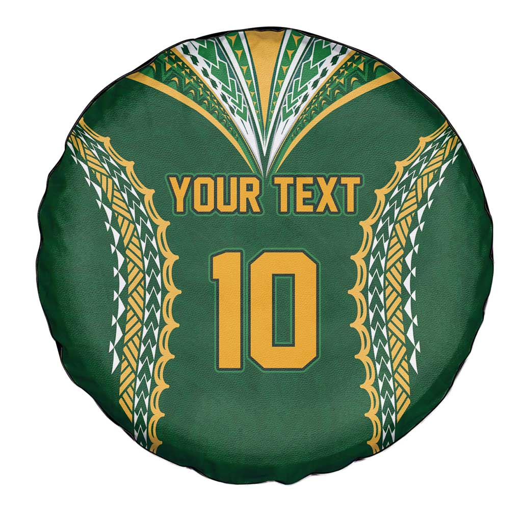 Custom Cook Islands Rugby League Spare Tire Cover Tatau Tribal Pattern-Special Edition Green Color LT03 - Polynesian Pride