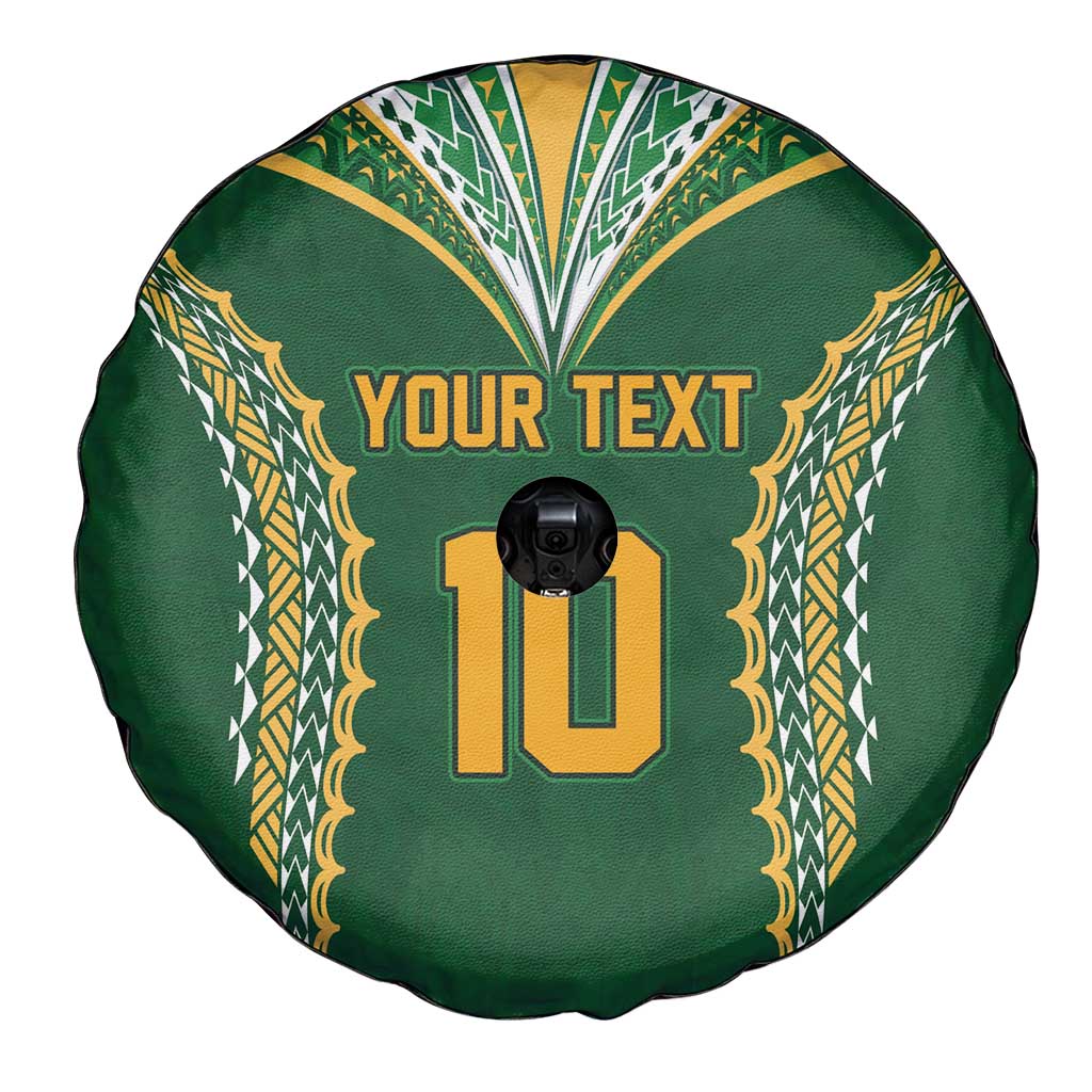 Custom Cook Islands Rugby League Spare Tire Cover Tatau Tribal Pattern-Special Edition Green Color LT03 - Polynesian Pride