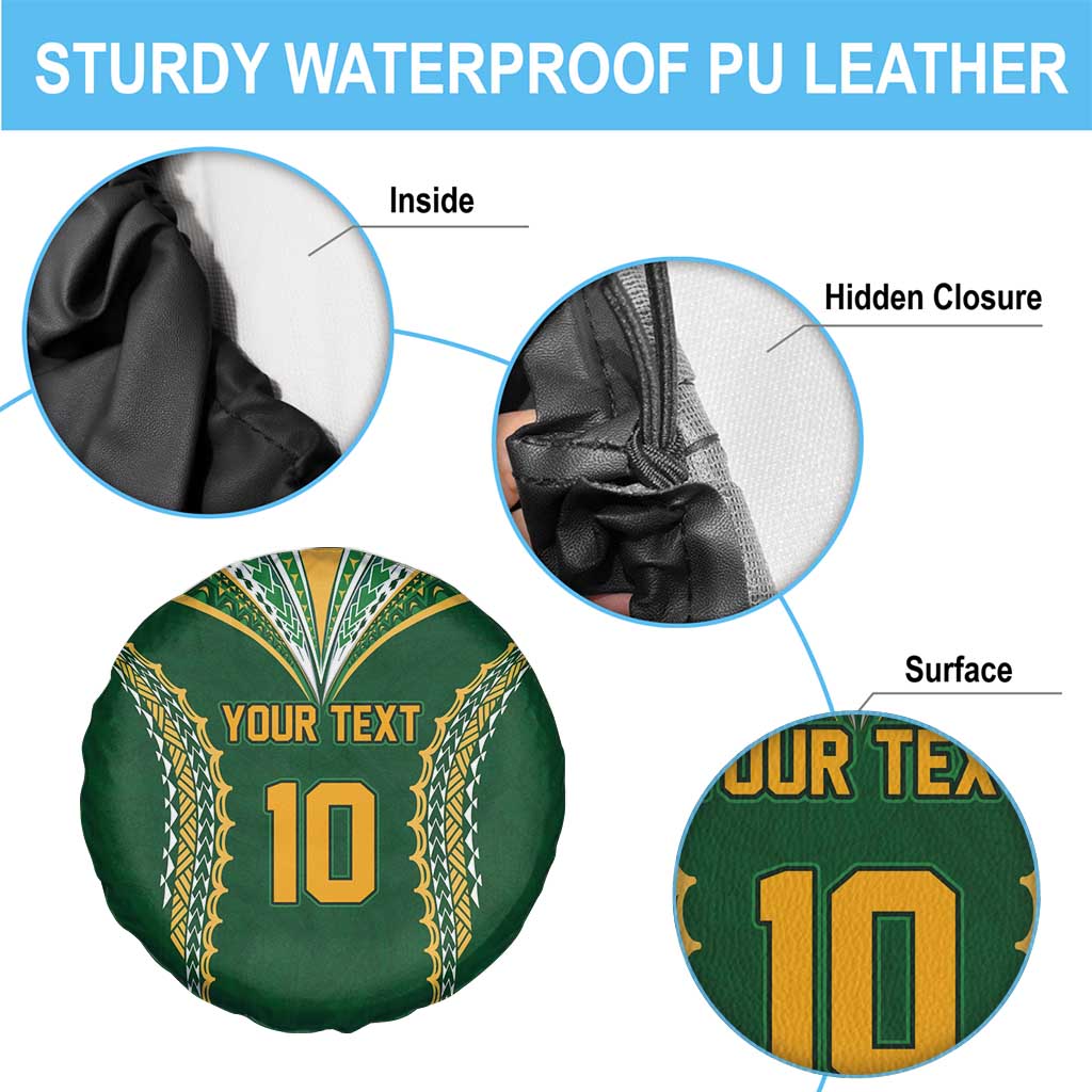 Custom Cook Islands Rugby League Spare Tire Cover Tatau Tribal Pattern-Special Edition Green Color LT03 - Polynesian Pride