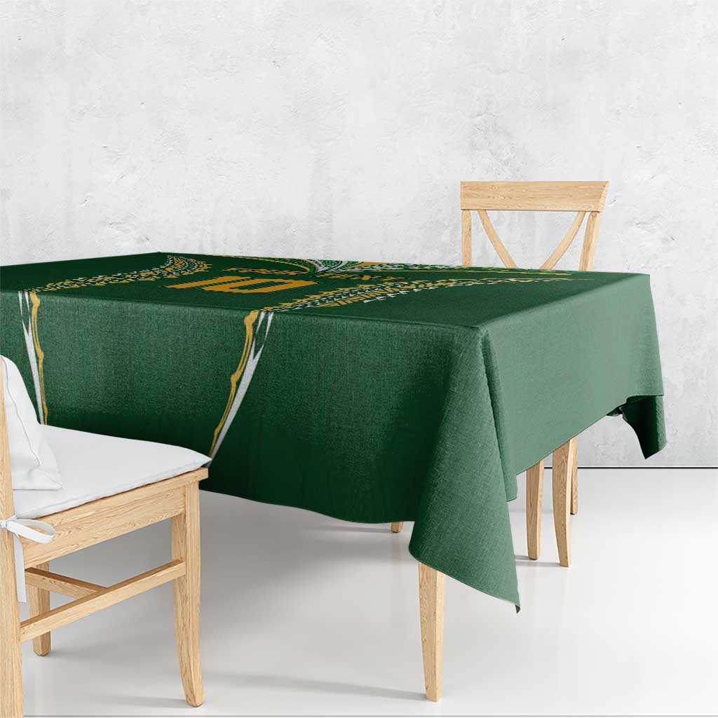 Custom Cook Islands Rugby League Tablecloth Tatau Tribal Pattern-Special Edition Green Color