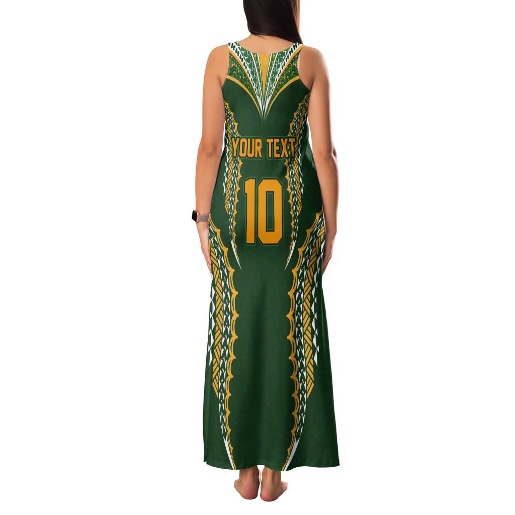 Custom Cook Islands Rugby League Tank Maxi Dress Tatau Tribal Pattern-Special Edition Green Color LT03 - Polynesian Pride