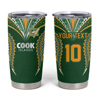 Custom Cook Island Rugby League 2025 Tumbler Cup Tatau Tribal Pattern-Special Edition Green Color LT03 Green-Yellow - Polynesian Pride