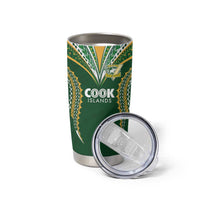 Custom Cook Island Rugby League 2025 Tumbler Cup Tatau Tribal Pattern-Special Edition Green Color LT03 - Polynesian Pride
