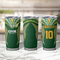 Custom Cook Island Rugby League 2025 Tumbler Cup Tatau Tribal Pattern-Special Edition Green Color LT03 - Polynesian Pride