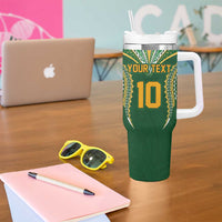 Custom Cook Island Rugby League 2025 Tumbler With Handle Tatau Tribal Pattern-Special Edition Green Color LT03 - Polynesian Pride
