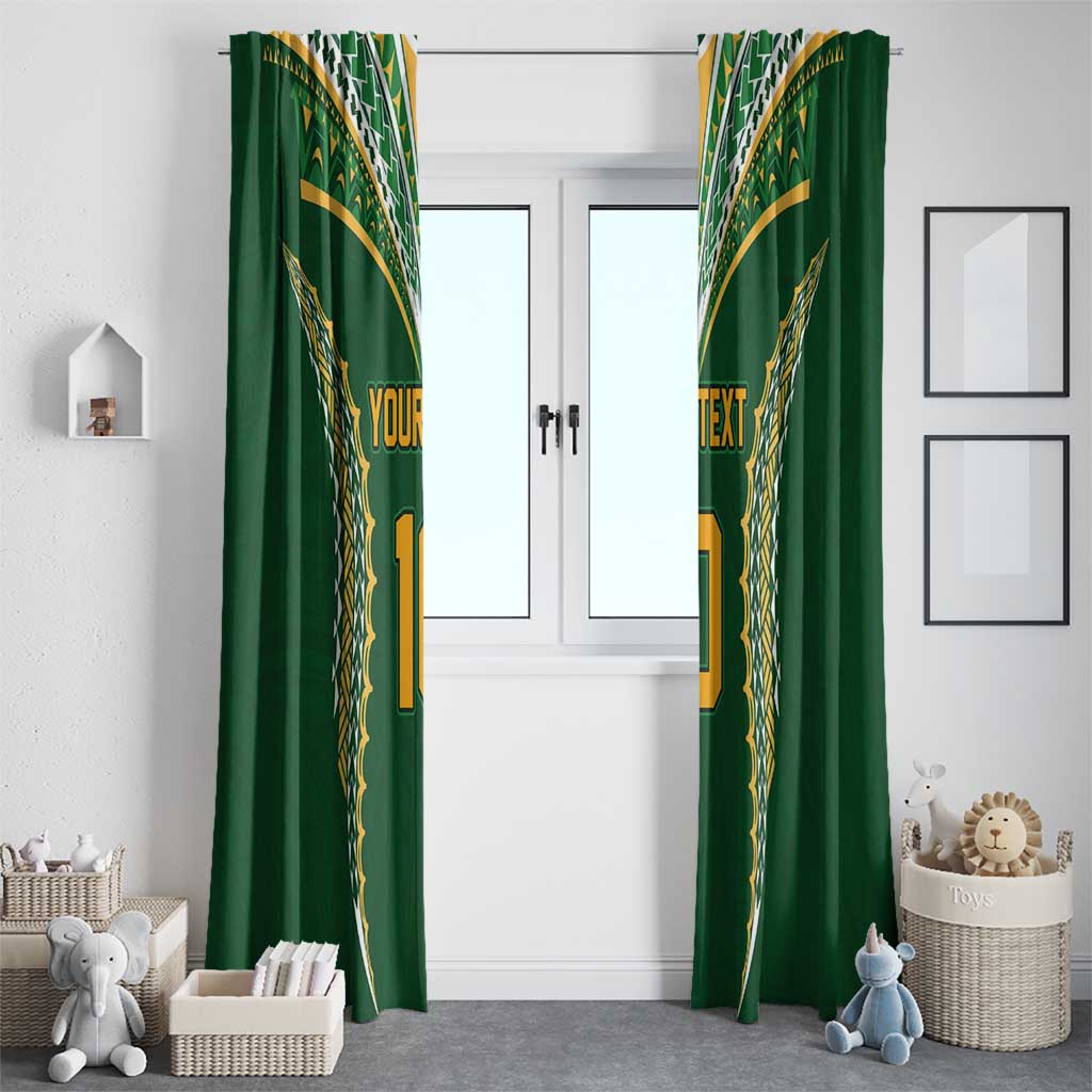 Custom Cook Islands Rugby League Window Curtain Tatau Tribal Pattern-Special Edition Green Color