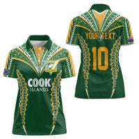 Custom Cook Islands Rugby League Women Polo Shirt Tatau Tribal Pattern-Special Edition Green Color LT03 - Polynesian Pride
