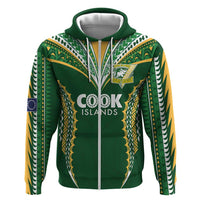 Custom Cook Islands Rugby League Zip Hoodie Tatau Tribal Pattern-Special Edition Green Color LT03 Zip Hoodie Green-Yellow - Polynesian Pride
