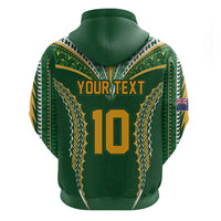 Custom Cook Islands Rugby League Zip Hoodie Tatau Tribal Pattern-Special Edition Green Color LT03 - Polynesian Pride