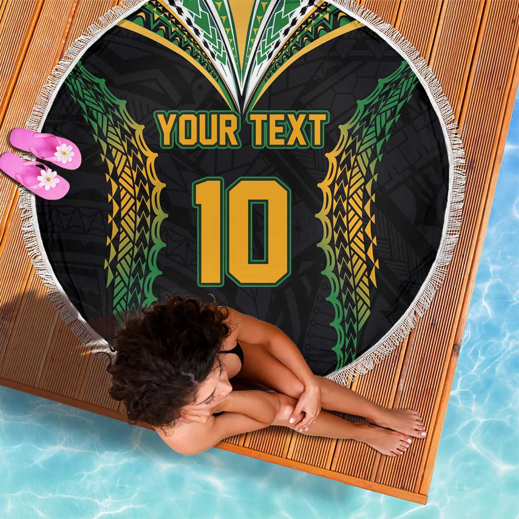 Custom Cook Islands Rugby League Beach Blanket Tatau Tribal Pattern-Special Edition Black Color