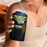 Custom Cook Island Rugby League 2025 4 in 1 Can Cooler Tumbler Tatau Tribal Pattern-Special Edition Black Color LT03 - Polynesian Pride