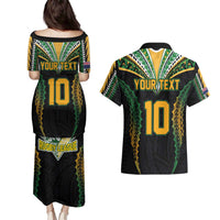 Custom Cook Islands Rugby League Couples Matching Puletasi and Hawaiian Shirt Tatau Tribal Pattern-Special Edition Black Color LT03 - Polynesian Pride