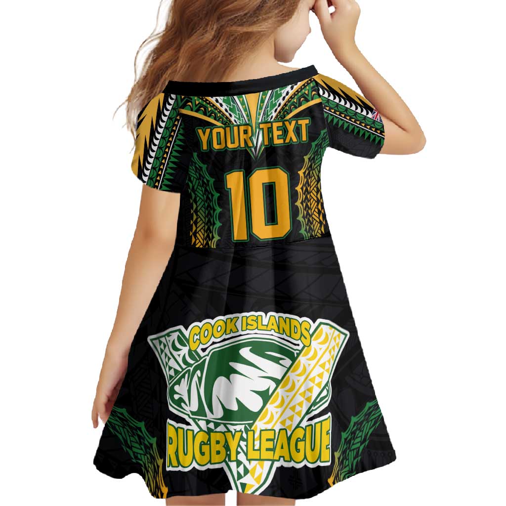 Custom Cook Islands Rugby League Family Matching Mermaid Dress and Hawaiian Shirt Tatau Tribal Pattern-Special Edition Black Color LT03 - Polynesian Pride