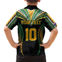 Custom Cook Islands Rugby League Family Matching Summer Maxi Dress and Hawaiian Shirt Tatau Tribal Pattern-Special Edition Black Color LT03 - Polynesian Pride