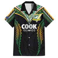 Custom Cook Islands Rugby League Family Matching Summer Maxi Dress and Hawaiian Shirt Tatau Tribal Pattern-Special Edition Black Color LT03 Dad's Shirt - Short Sleeve Green-Black - Polynesian Pride