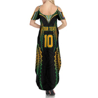 Custom Cook Islands Rugby League Family Matching Summer Maxi Dress and Hawaiian Shirt Tatau Tribal Pattern-Special Edition Black Color LT03 - Polynesian Pride