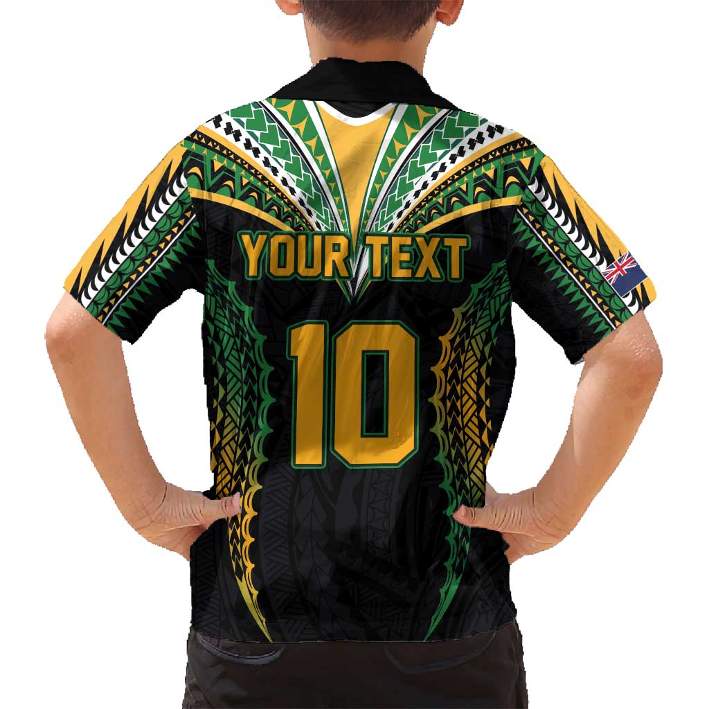 Custom Cook Islands Rugby League Family Matching Tank Maxi Dress and Hawaiian Shirt Tatau Tribal Pattern-Special Edition Black Color LT03 - Polynesian Pride