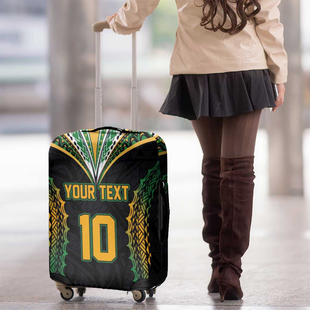 Custom Cook Islands Rugby League Luggage Cover Tatau Tribal Pattern-Special Edition Black Color