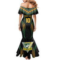 Custom Cook Islands Rugby League Mermaid Dress Tatau Tribal Pattern-Special Edition Black Color LT03 - Polynesian Pride
