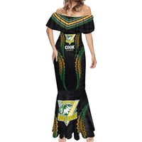 Custom Cook Islands Rugby League Mermaid Dress Tatau Tribal Pattern-Special Edition Black Color LT03 - Polynesian Pride