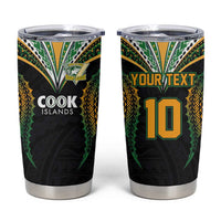 Custom Cook Island Rugby League 2025 Tumbler Cup Tatau Tribal Pattern-Special Edition Black Color LT03 Green-Black - Polynesian Pride