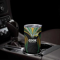 Custom Cook Island Rugby League 2025 Tumbler Cup Tatau Tribal Pattern-Special Edition Black Color LT03 - Polynesian Pride