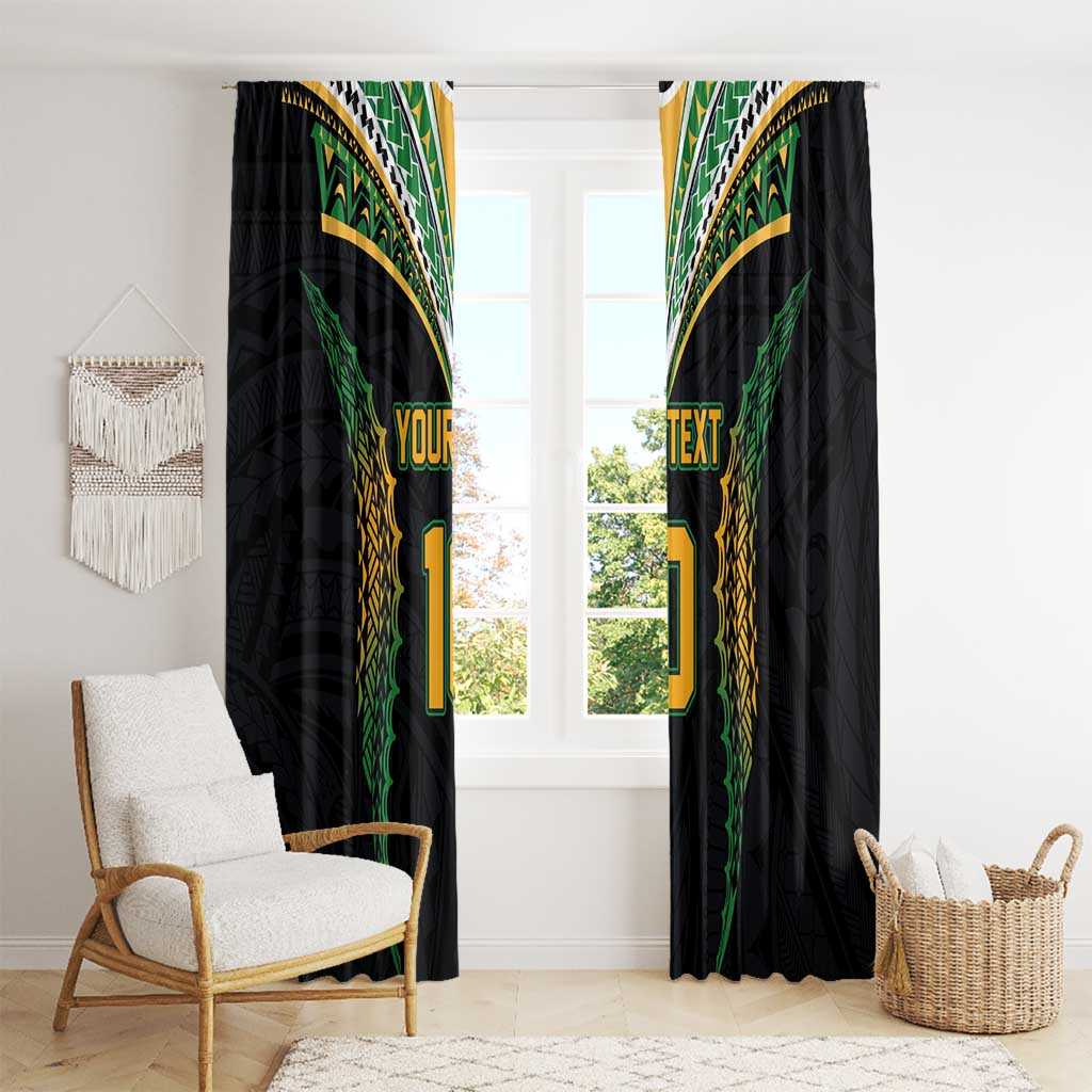Custom Cook Islands Rugby League Window Curtain Tatau Tribal Pattern-Special Edition Black Color