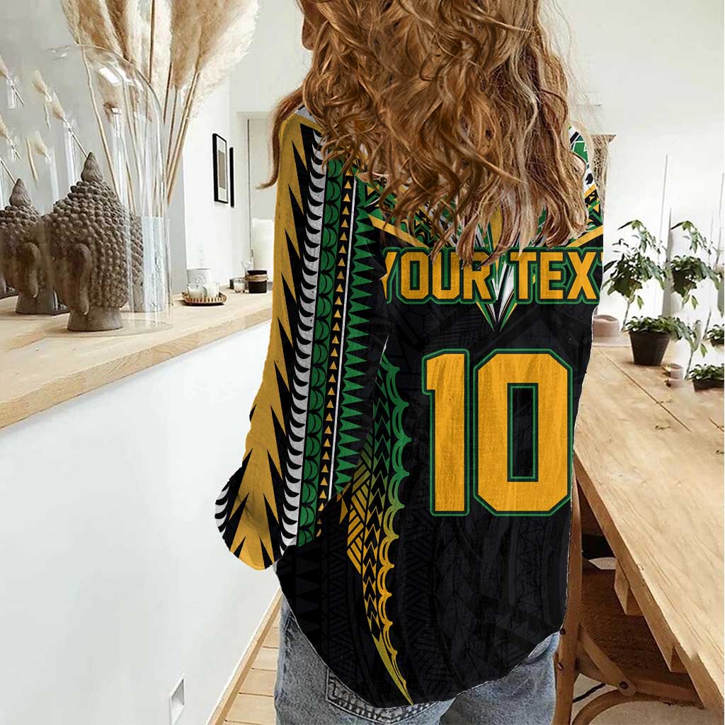Custom Cook Islands Rugby League Women Casual Shirt Tatau Tribal Pattern-Special Edition Black Color LT03 - Polynesian Pride
