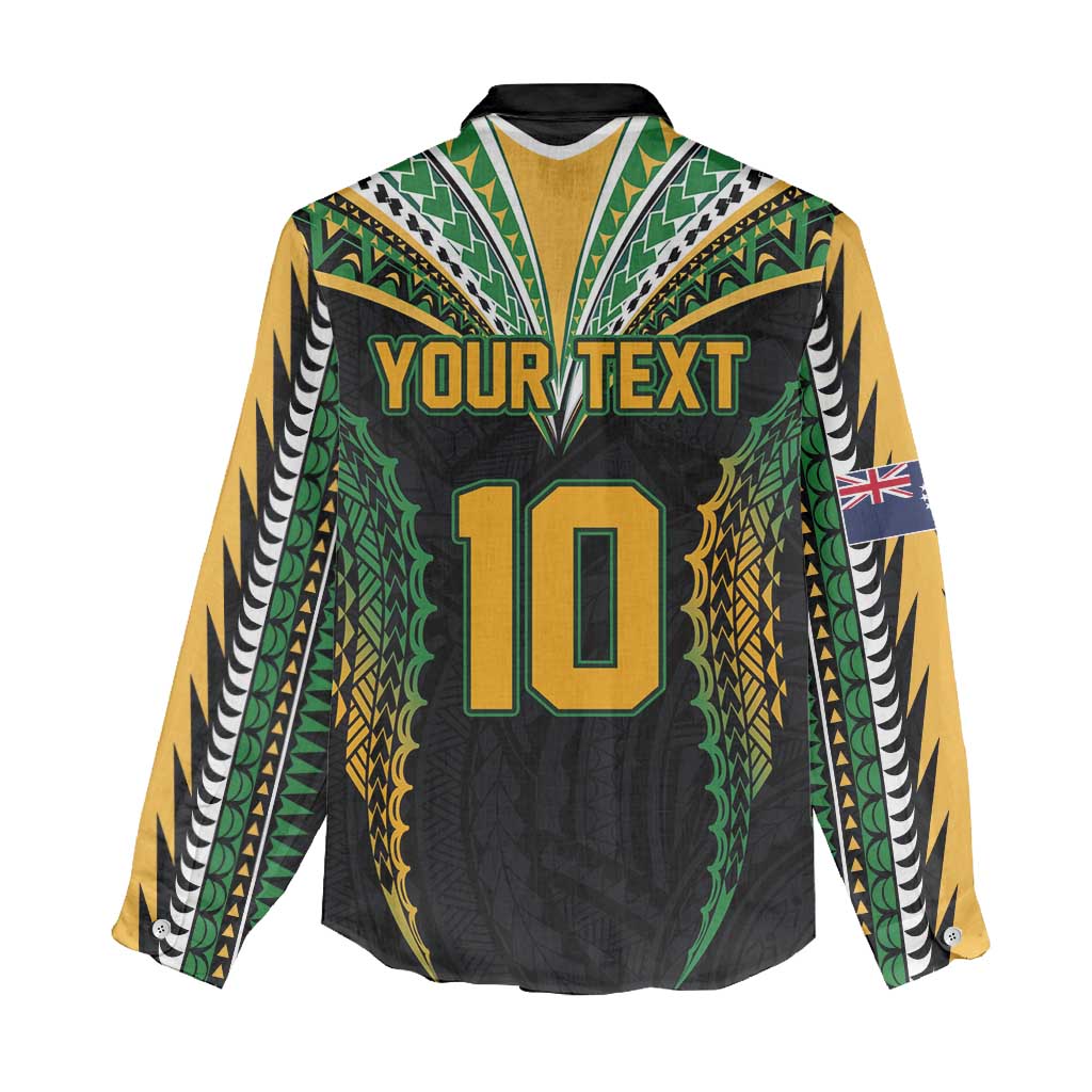 Custom Cook Islands Rugby League Women Casual Shirt Tatau Tribal Pattern-Special Edition Black Color LT03 - Polynesian Pride