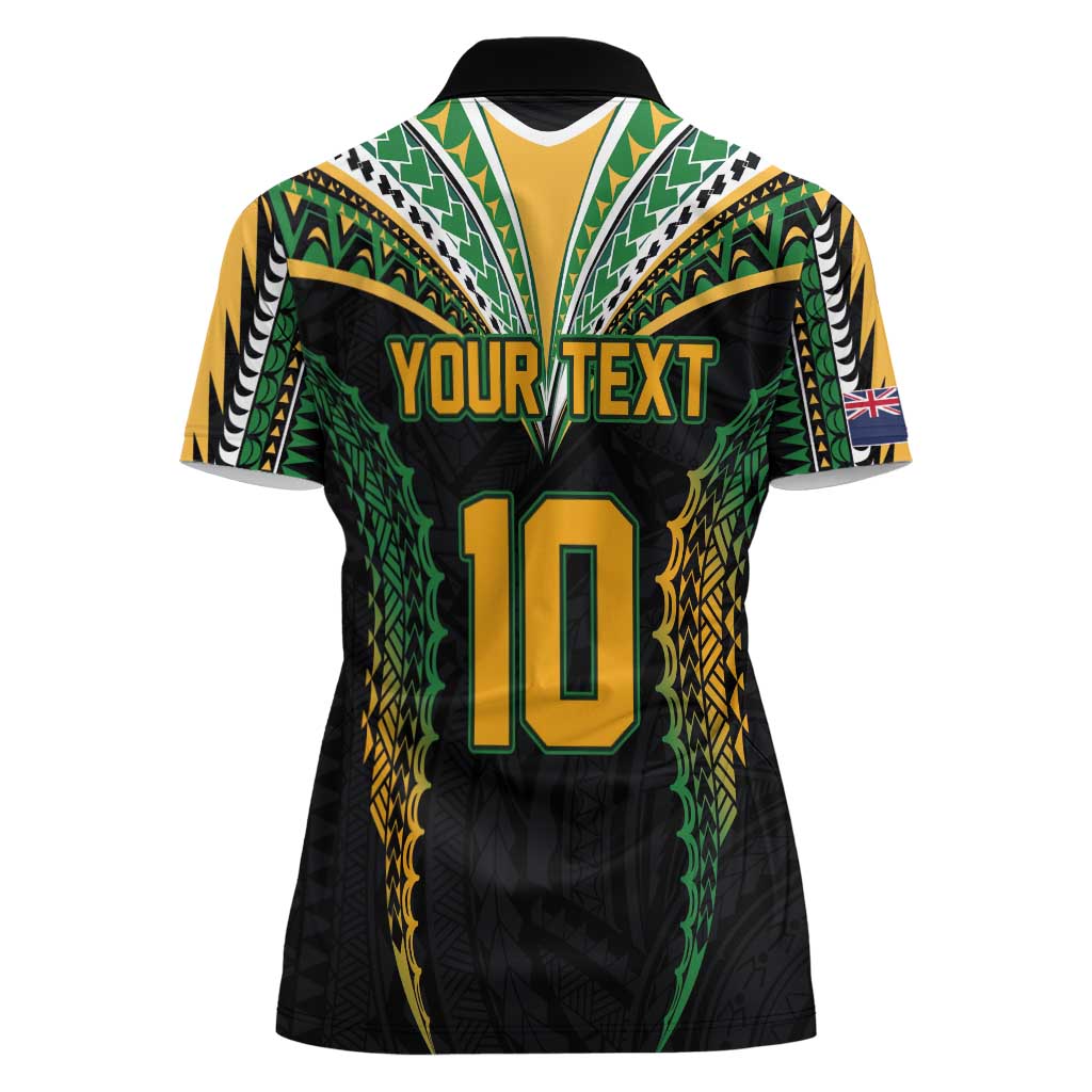 Custom Cook Islands Rugby League Women Polo Shirt Tatau Tribal Pattern-Special Edition Black Color LT03 - Polynesian Pride