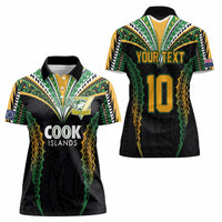 Custom Cook Islands Rugby League Women Polo Shirt Tatau Tribal Pattern-Special Edition Black Color LT03 - Polynesian Pride