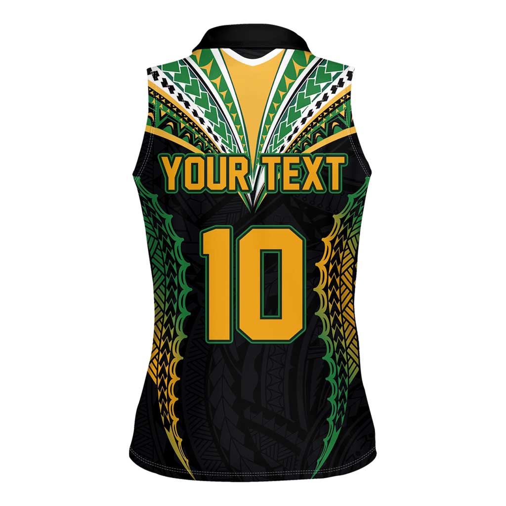 Custom Cook Islands Rugby League Women Sleeveless Polo Shirt Tatau Tribal Pattern-Special Edition Black Color LT03 - Polynesian Pride