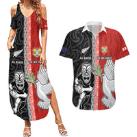 Custom Tonga and New Zealand Rugby Couples Matching Summer Maxi Dress and Hawaiian Shirt Maori Mix Ngatu Pattern LT03 Black - Polynesian Pride