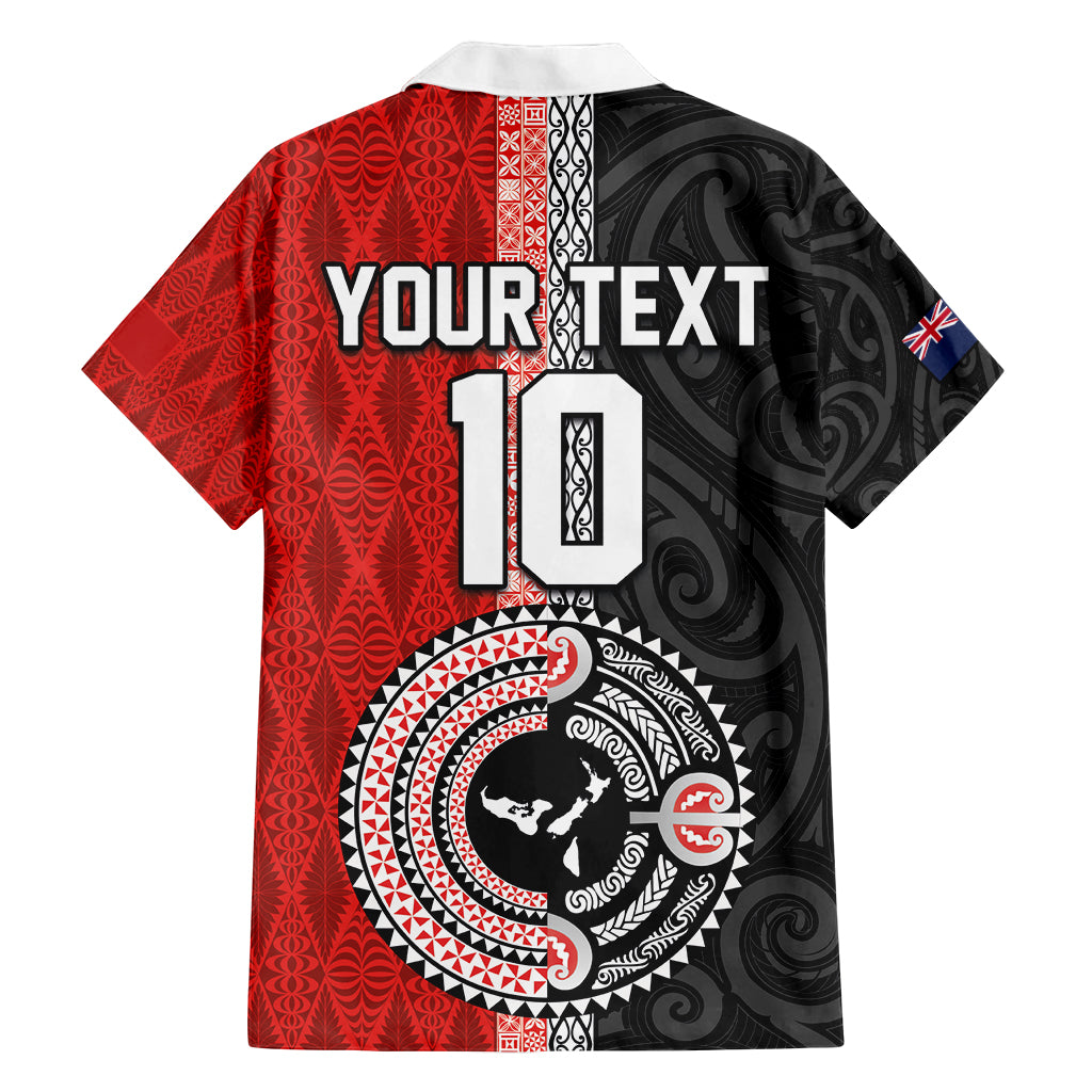 Custom Tonga and New Zealand Rugby Family Matching Long Sleeve Bodycon Dress and Hawaiian Shirt Maori Mix Ngatu Pattern LT03 - Polynesian Pride