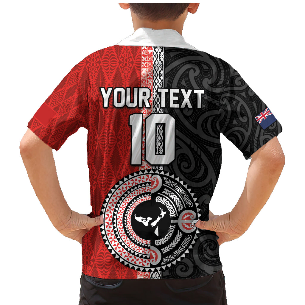 Custom Tonga and New Zealand Rugby Family Matching Mermaid Dress and Hawaiian Shirt Maori Mix Ngatu Pattern LT03 - Polynesian Pride