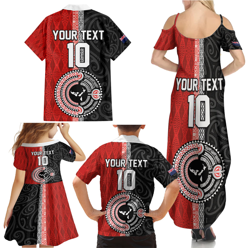 Custom Tonga and New Zealand Rugby Family Matching Summer Maxi Dress and Hawaiian Shirt Maori Mix Ngatu Pattern LT03 - Polynesian Pride