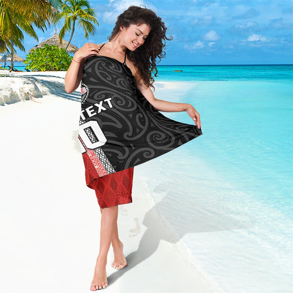 Custom Tonga and New Zealand Rugby Sarong Maori Mix Ngatu Pattern