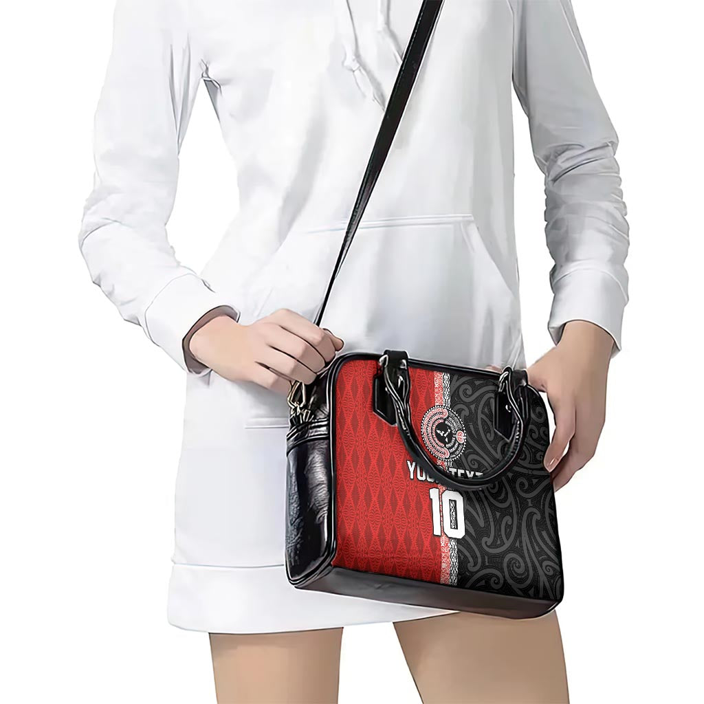 Custom Tonga and New Zealand Rugby Shoulder Handbag Maori Mix Ngatu Pattern