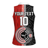 Custom Tonga and New Zealand Rugby Women Sleeveless Polo Shirt Maori Mix Ngatu Pattern LT03 - Polynesian Pride