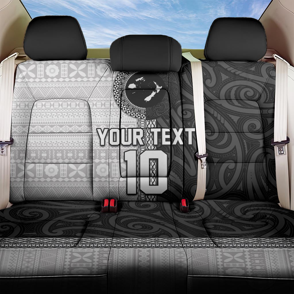 Custom Fiji and New Zealand Rugby Back Car Seat Cover Tapa Mix Maori Pattern LT03 One Size Black - Polynesian Pride